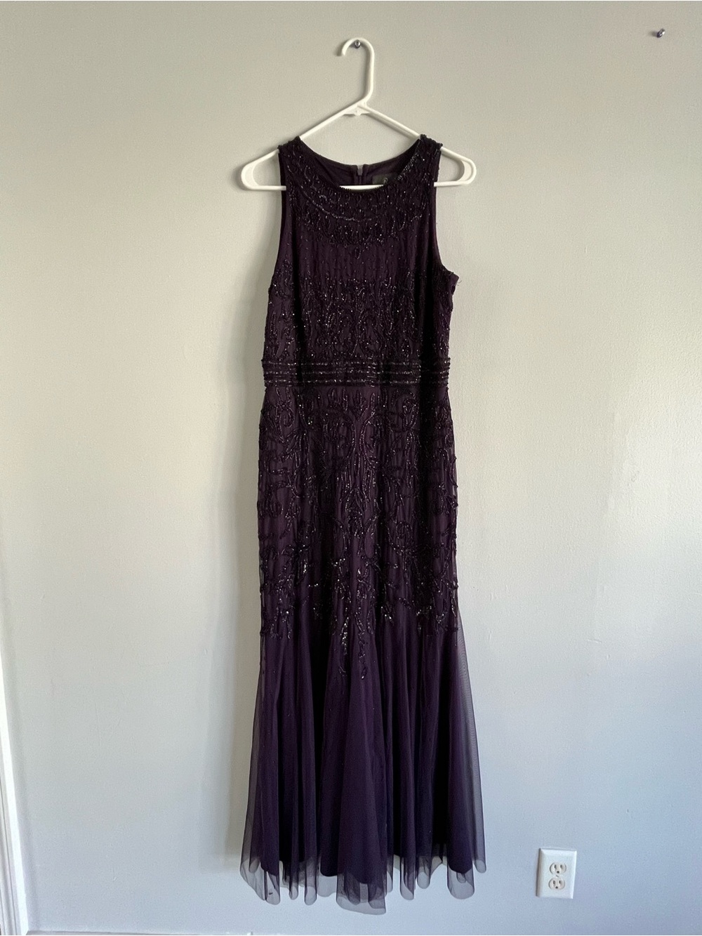 Adrianna Papell Beaded Maxi Dress in Plum
